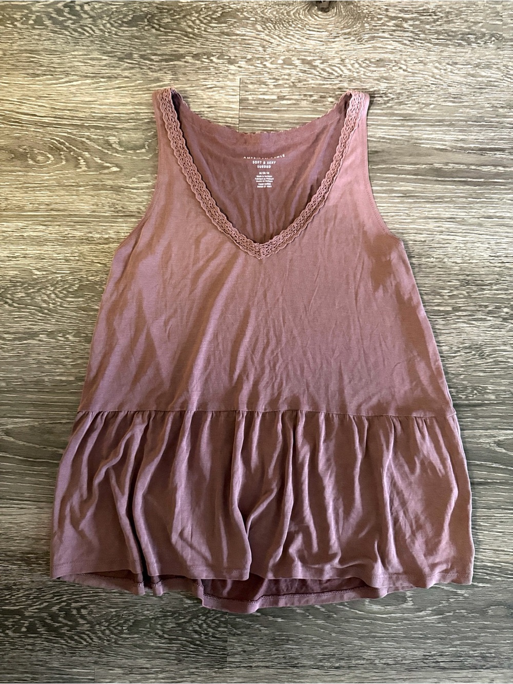 American Eagle Outfitters Mauve Loose V-Neck Tank Top